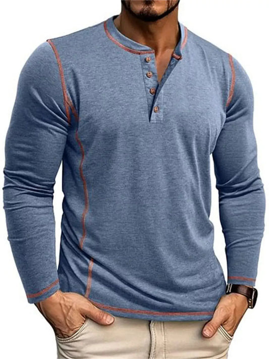 Men's Full Size Casual Button Detail Long Sleeve T-Shirt Plus Size Simply Love