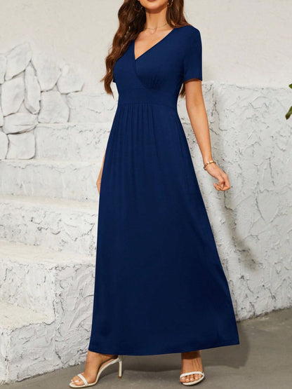 Surplice Short Sleeve Maxi Dress.