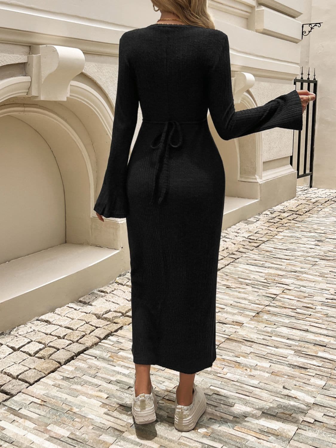 Chic sheer long sleeve midi dress