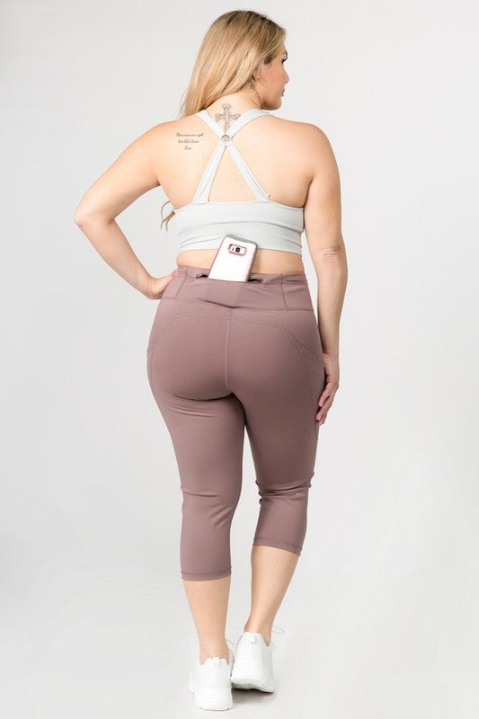 Elevate your workout with high waist pocket capri leggings