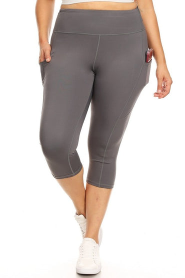 High waist pocket capri leggings