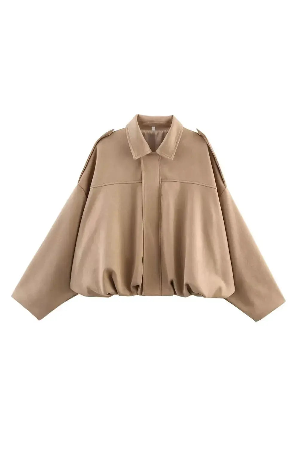 Collared Neck Dropped Shoulder Jacket Simply Love