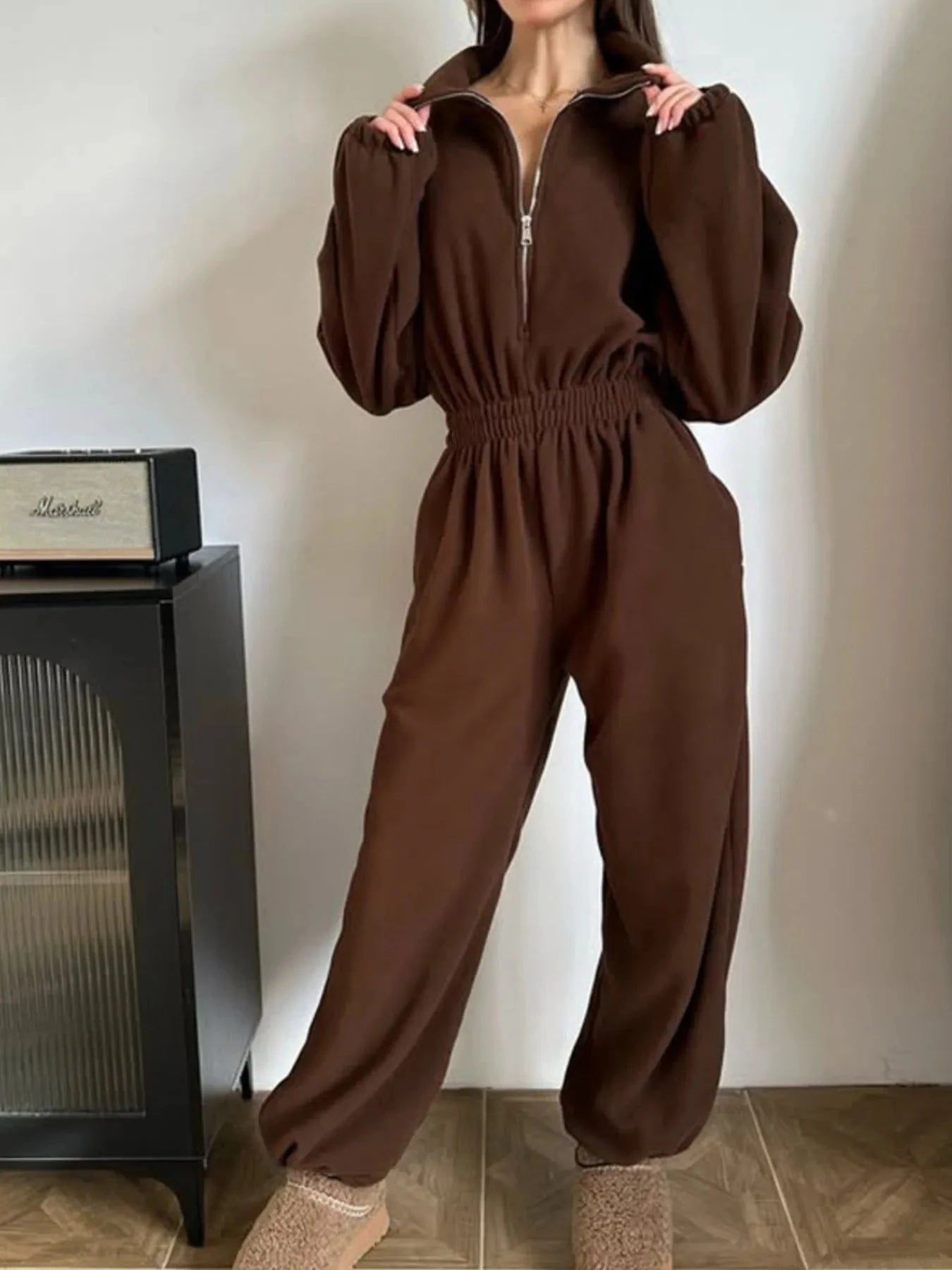 Zip Front Long Sleeve Jumpsuit Coco’s Tee Boutique