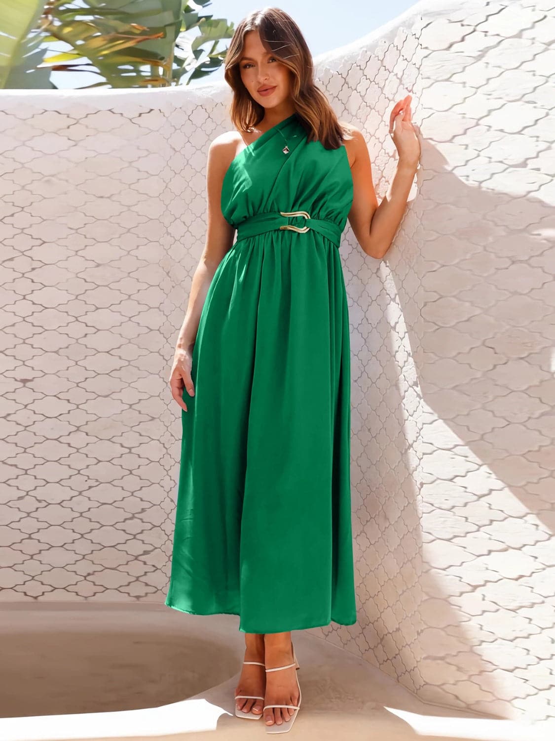 Single Shoulder Midi Dress.