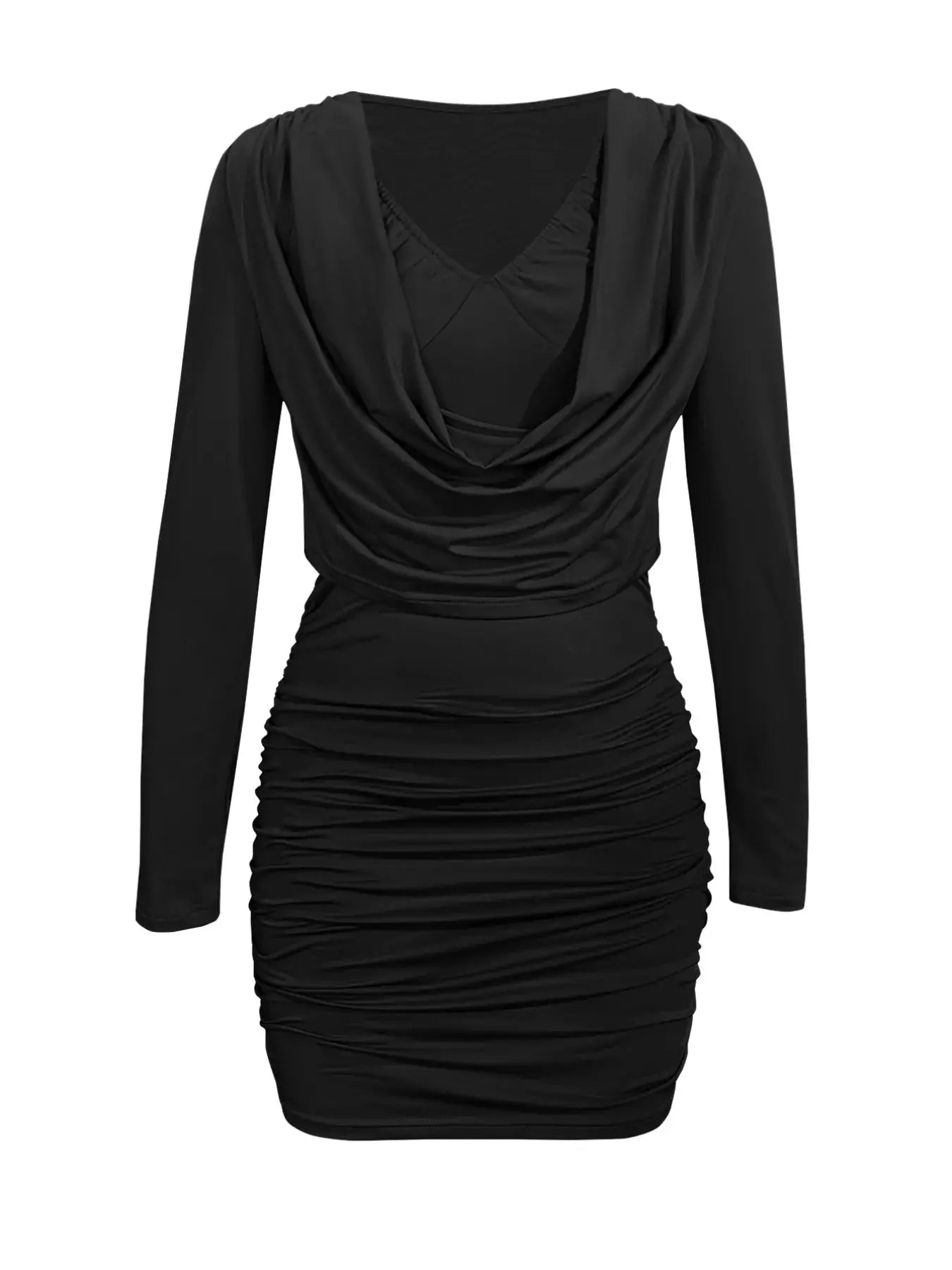 Draped V-Neck Long Sleeve Bodycon Mini Dress Simply Love
