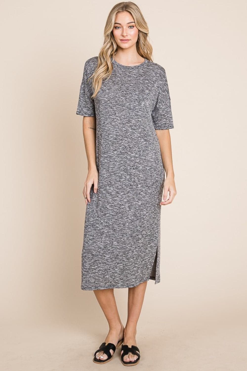 Elegant Midi Dress with Slit for Effortless Chic Style