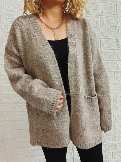 Open Front Long Sleeve Cardigan with Pockets.