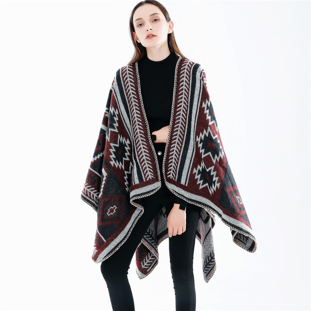 Geometric Abstract Puzzle Cloak Simple Thicken Lengthen Warm Air Conditioning Shawl Travel Blanket