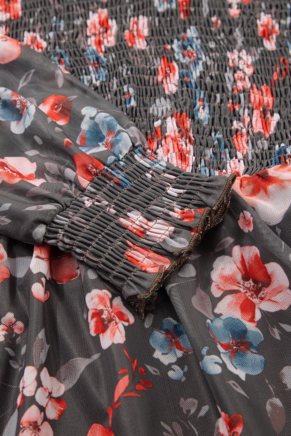 Brown Frilly Smocked Bodice Mesh Long Sleeve Mini Dress Dear-Lover Dropshipping