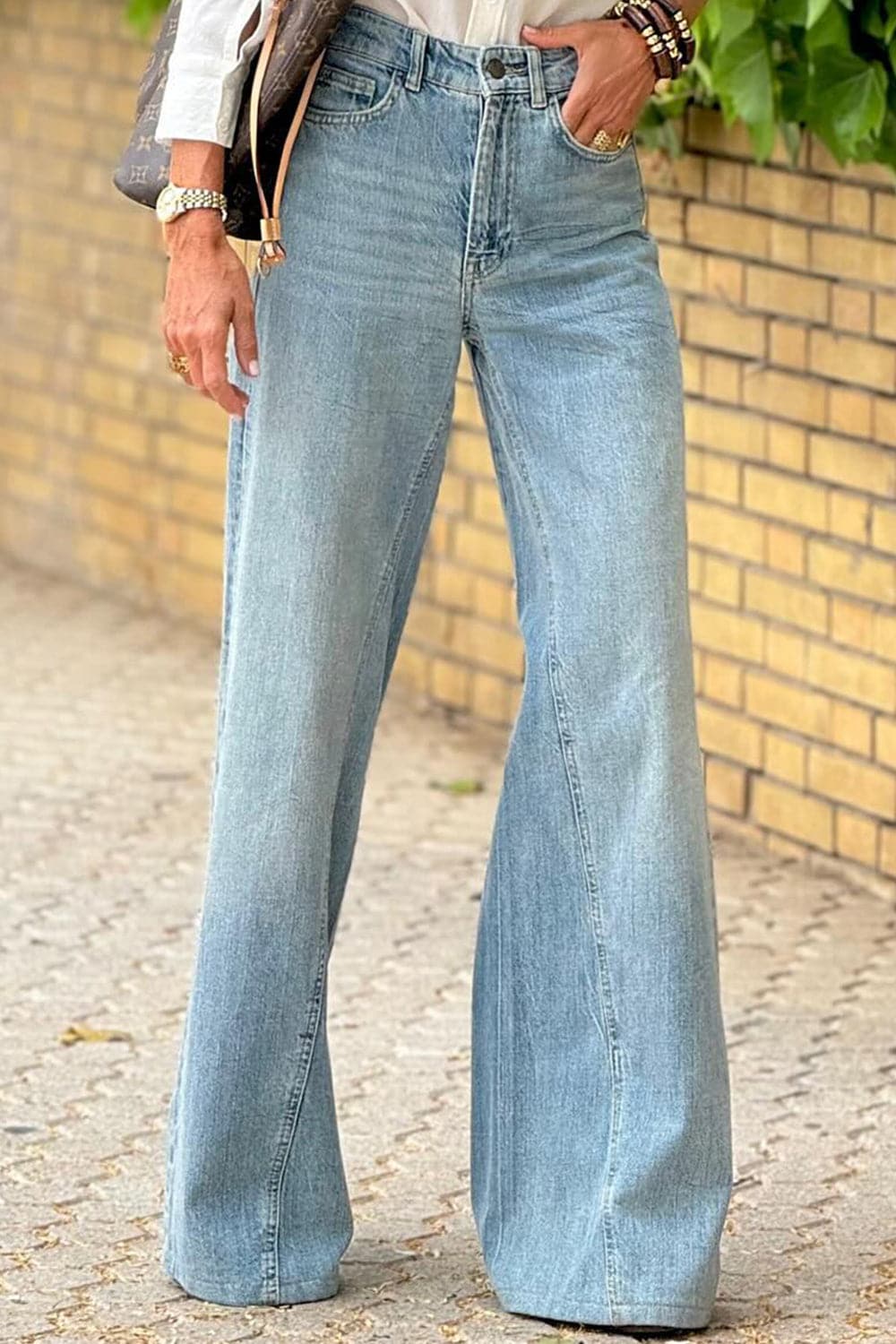 High Waist Bootcut Jeans with Pockets.