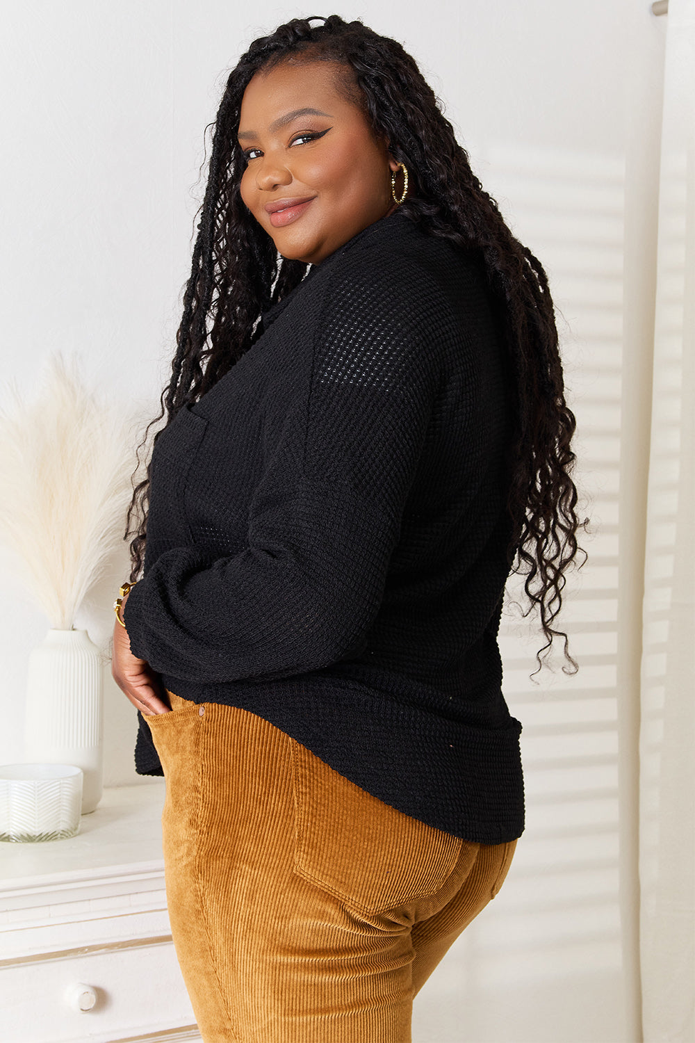 Double Take: Waffle Knit Collared Shirt