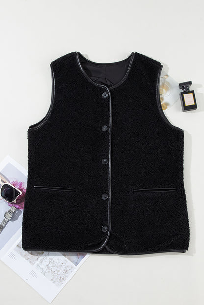 Sophisticated Black Fleece Vest