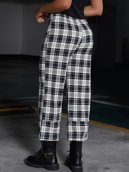 Full Size Plaid High Waist Pants.