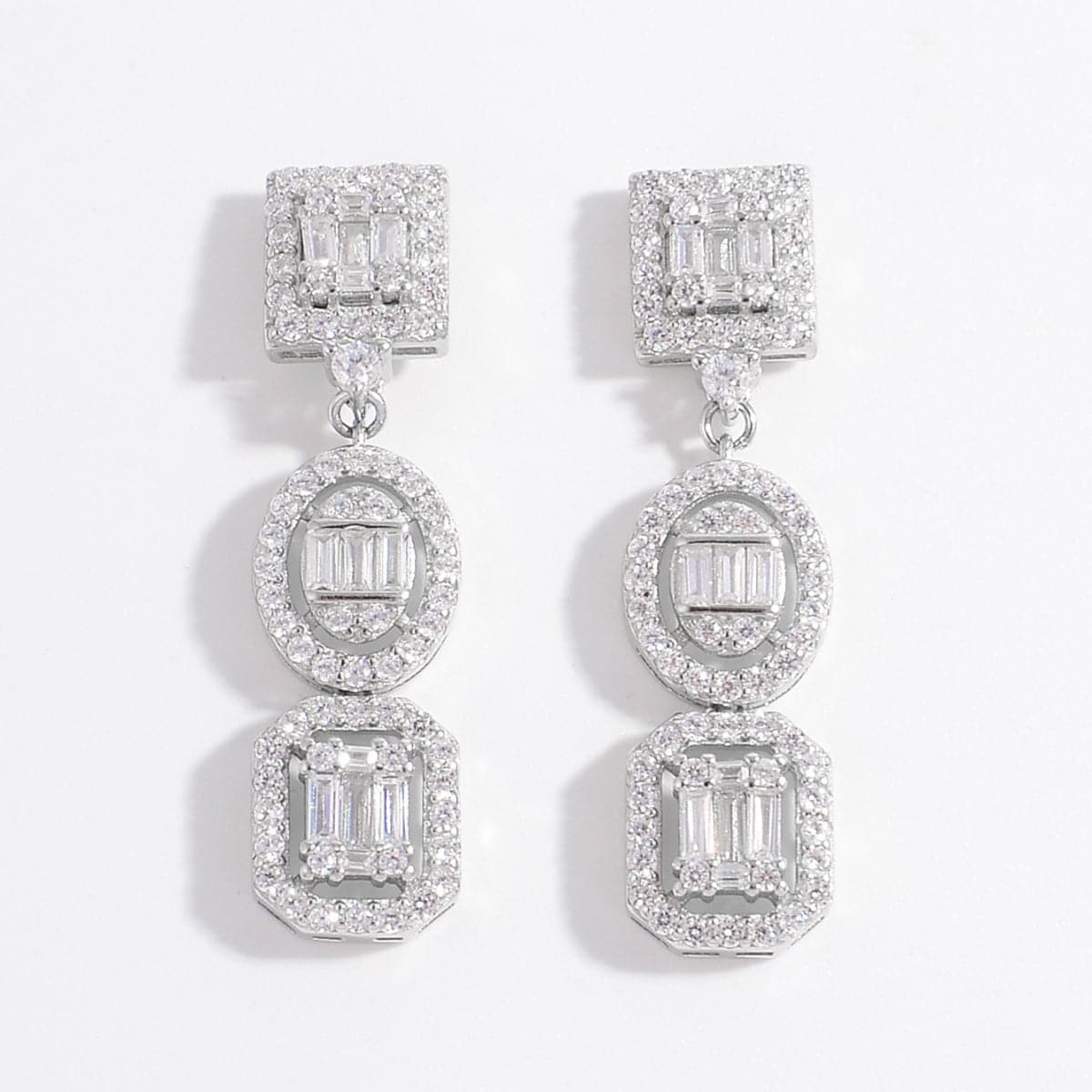 925 Sterling Silver Inlaid Zircon Earrings.