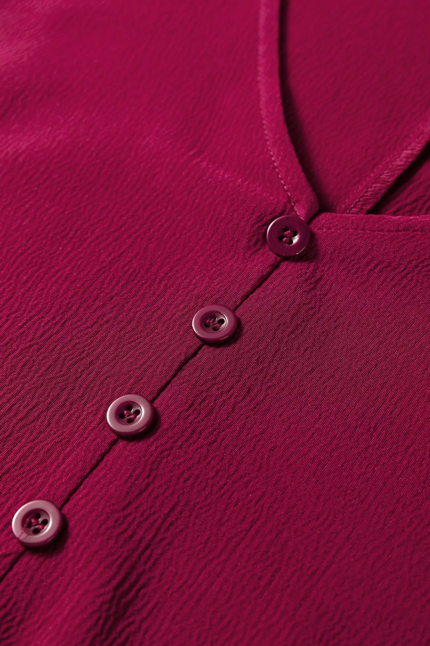 Burgundy Solid Long Sleeve Button Front V Neck Tiered Maxi Dress For Women Dear-Lover Dropshipping