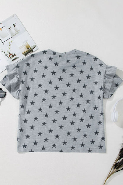 Simply Love: Star Print Tiered T-Shirt
