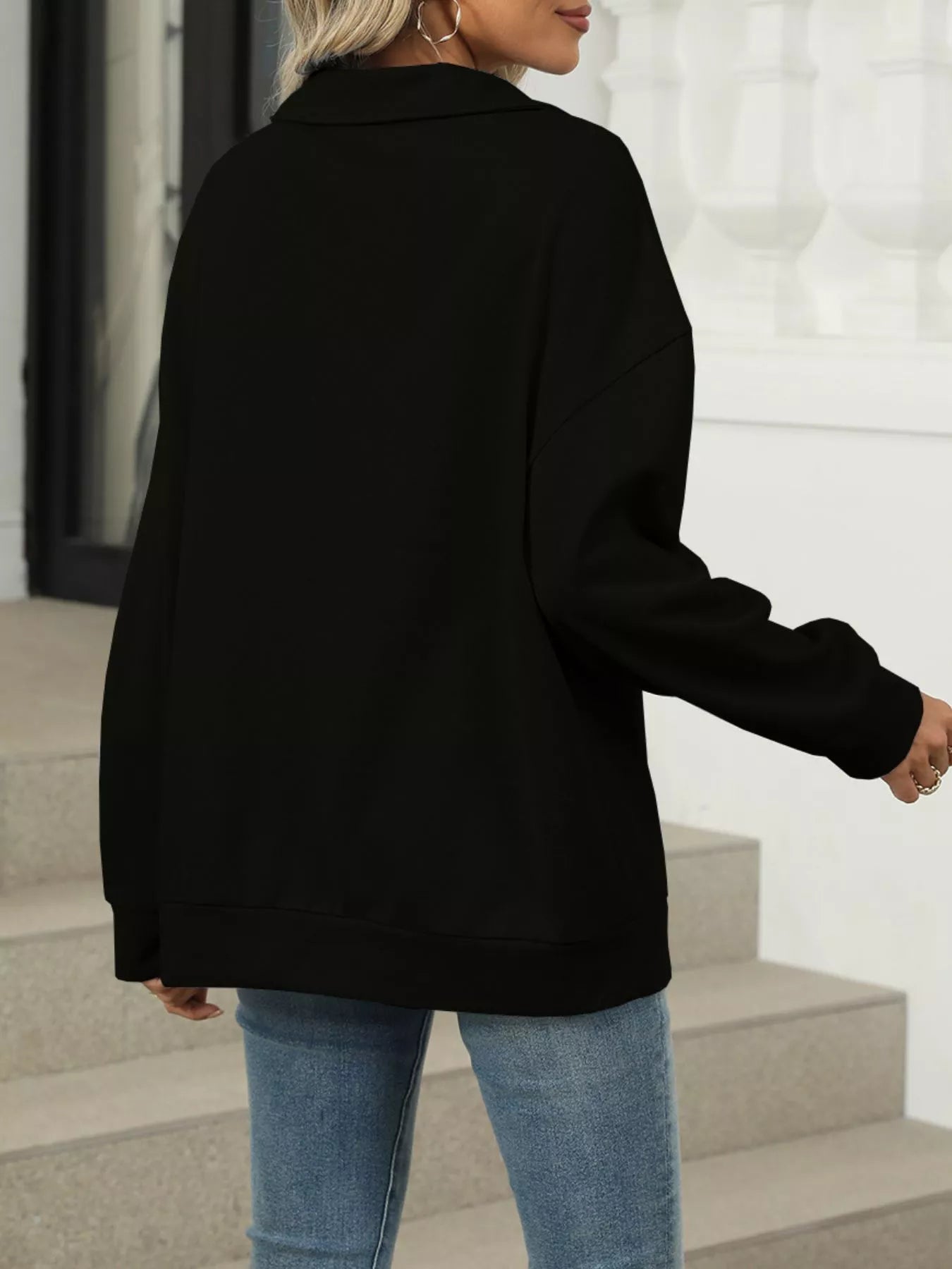 Johnny Collar Long Sleeve Sweatshirt
