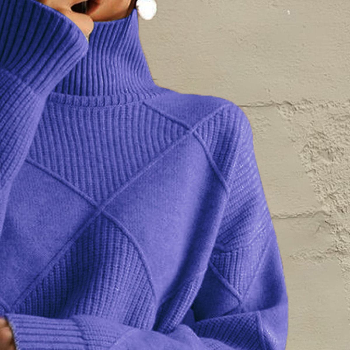 Geometric Turtleneck Long Sleeve Sweater.