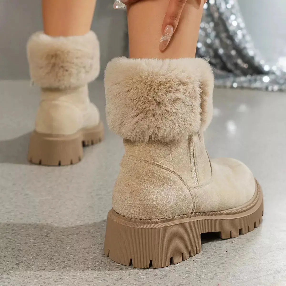 Side Zipper Fuzzy Boots Simply Love