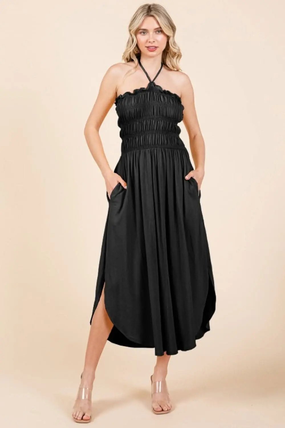 Chic tie-back dress with pockets - Love Salve 