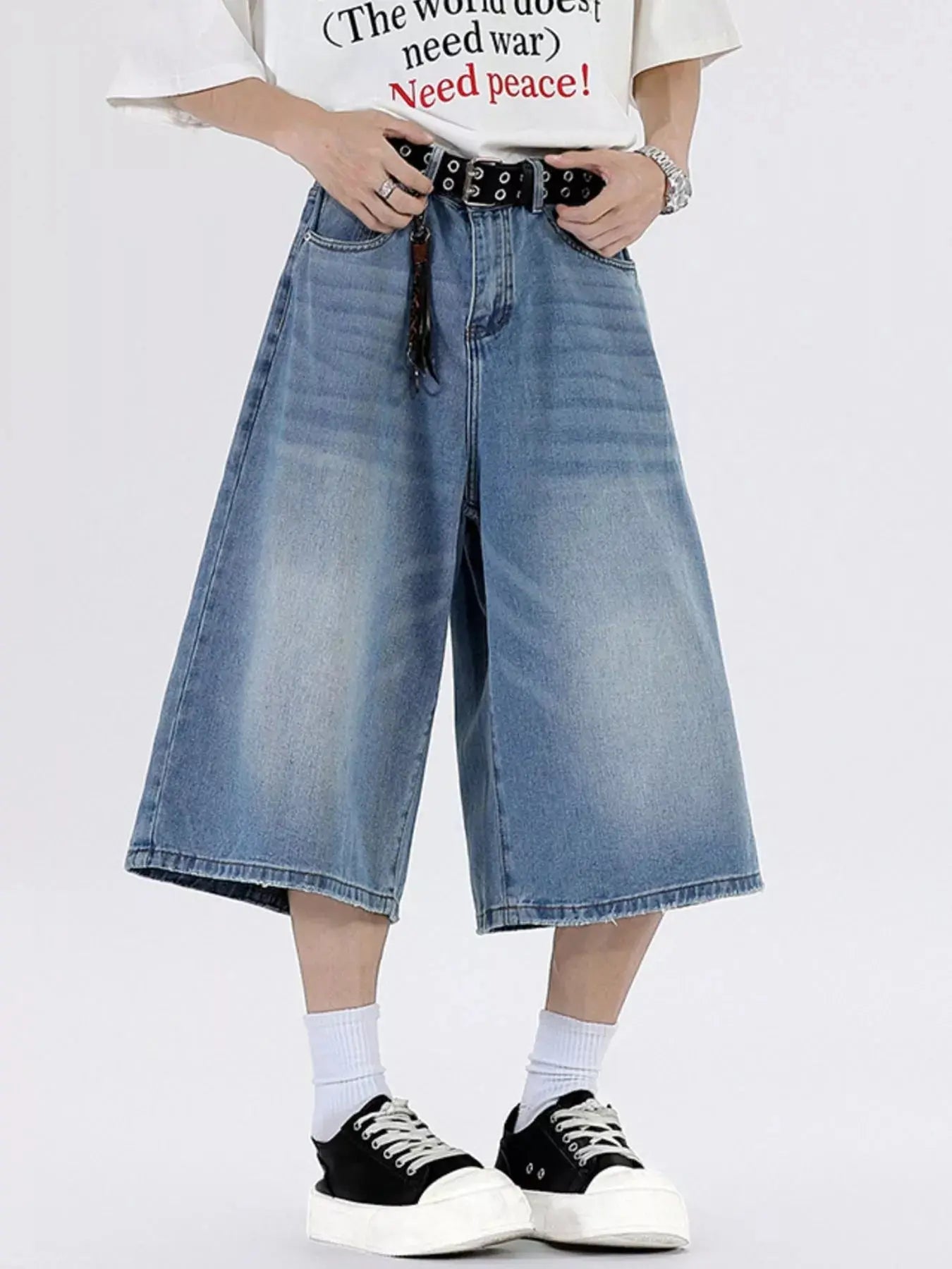 Men's Plus Size Wide Leg Cropped Jeans Simply Love
