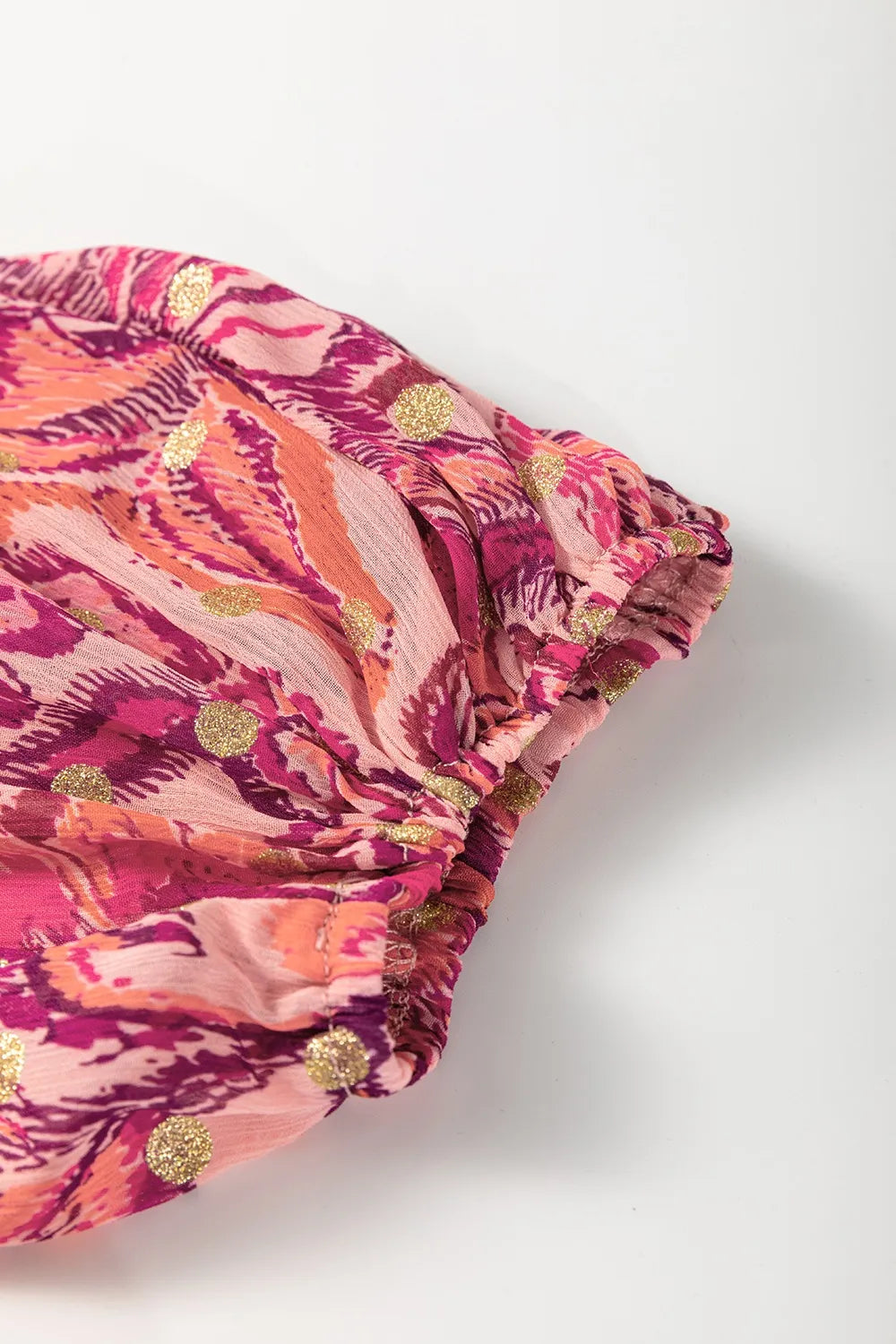 Floral Print Ruffled Puff Short Sleeve Blouse