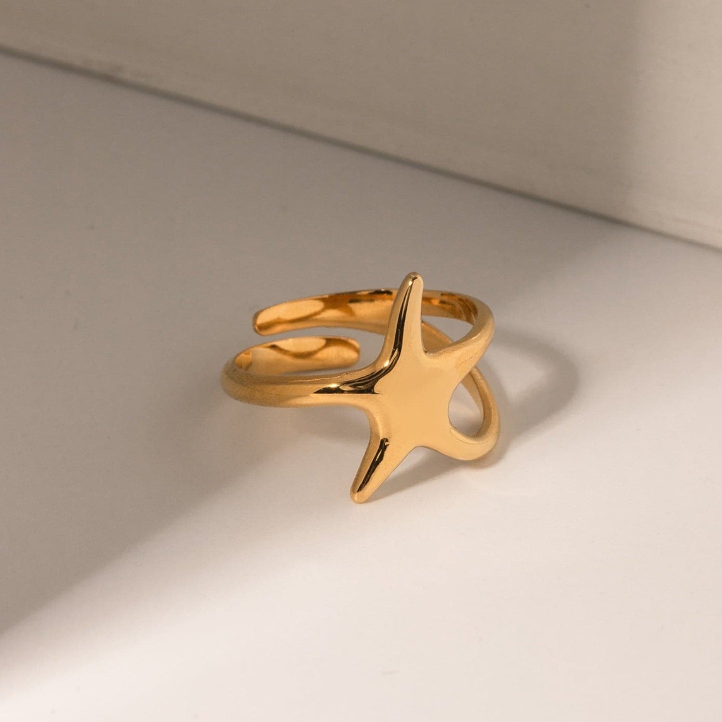 Gold-Plated Stainless Steel Star Ring.