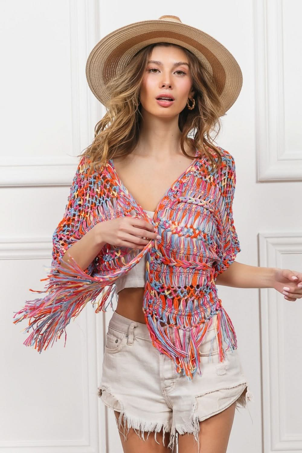 BiBi fringed crop cardigan