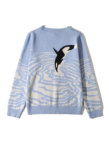 Printed V-Neck Long Sleeve Sweater.