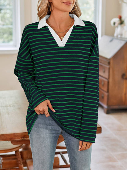 Chic striped long sleeve tee