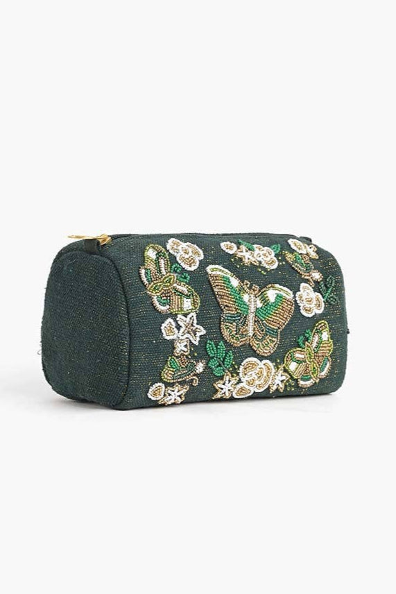 Fly Free Butterfly Travel Pouch Green Embellished Accessory Fitkitty Culture Athleisure Wear, Yoga Wear & Women's Clothing