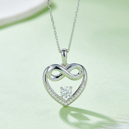 Moissanite 925 Sterling Silver Heart Necklace.