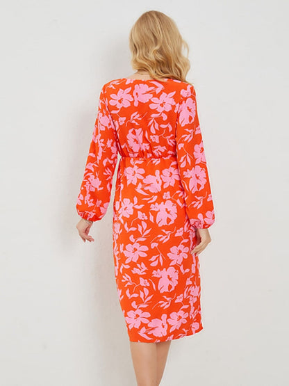 Chic long sleeve printed midi dress