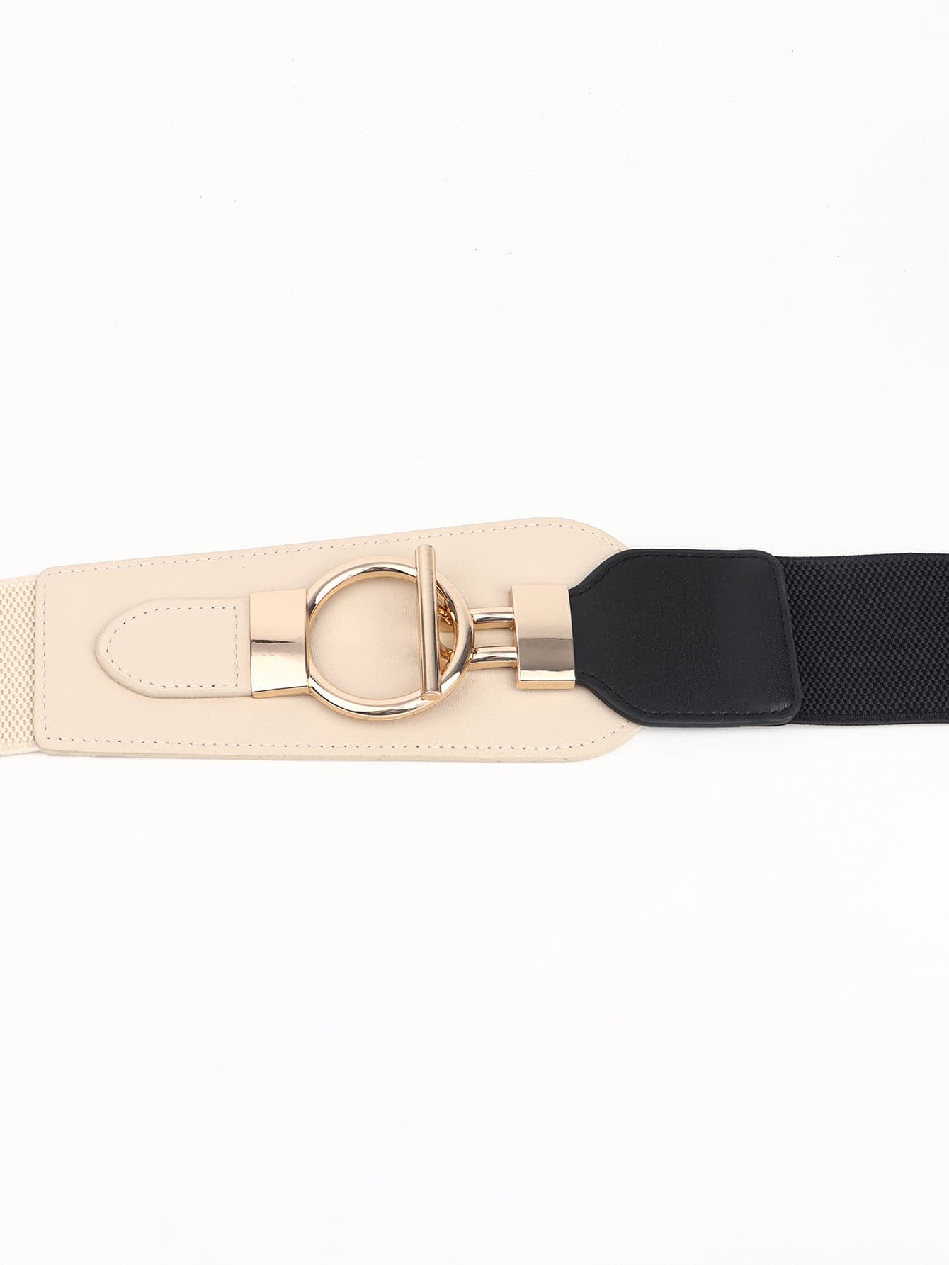 PU Elastic Wide Belt with Alloy Buckle.