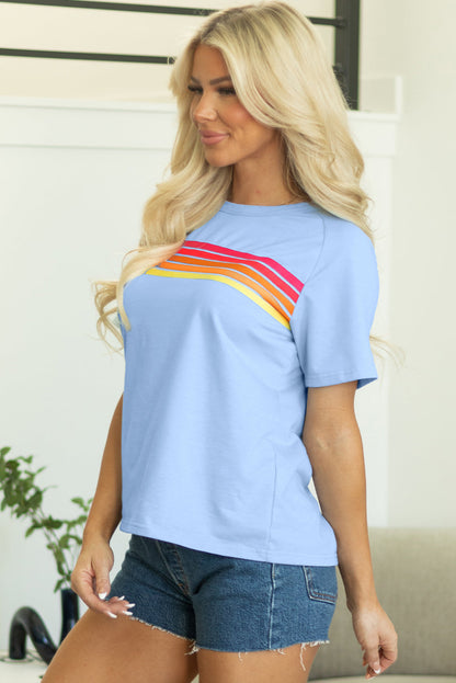 Priscilla Striped Patch Front Casual Top for Everyday Wear - Love Salve 