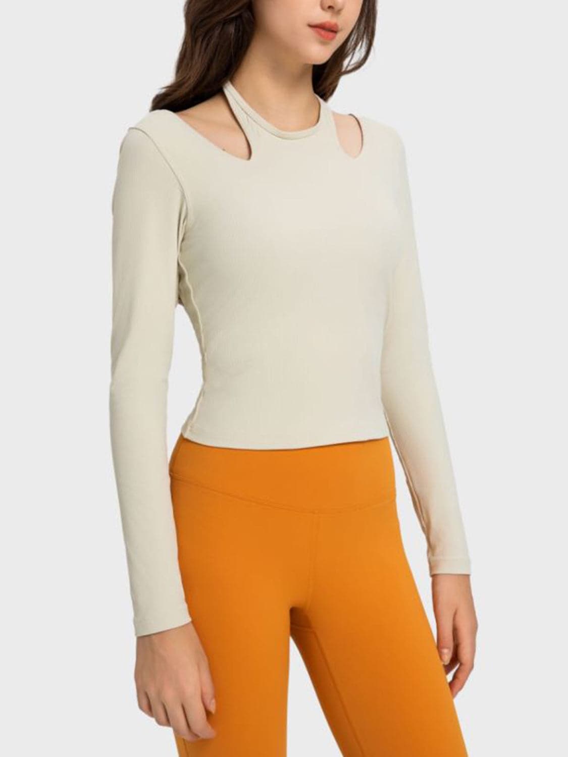 Halter Neck Long Sleeve Sporty Top.