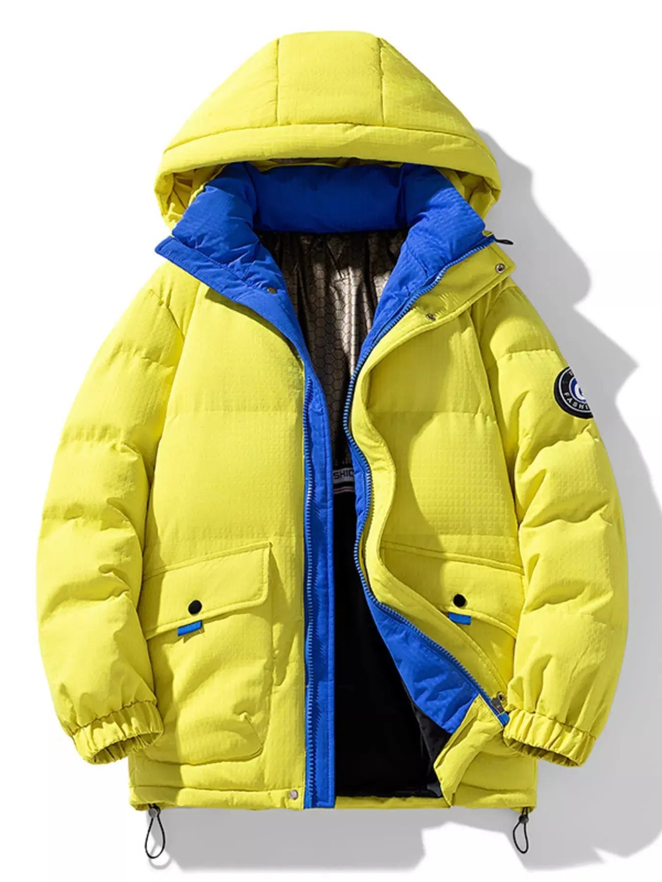 Men's Plus Size Contrast Hooded Puffer Jacket Simply Love