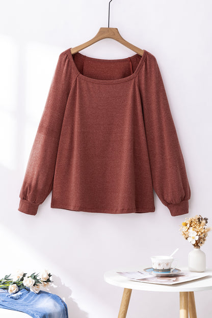 Cozy gold flame square neck plus size top