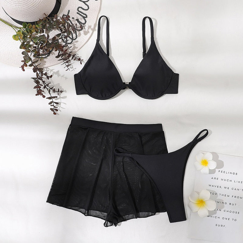 Push Up Bikini Set Sexy Solid Swimsuit Women Mesh Pants Bathing Suits Swimwear Bella Mia