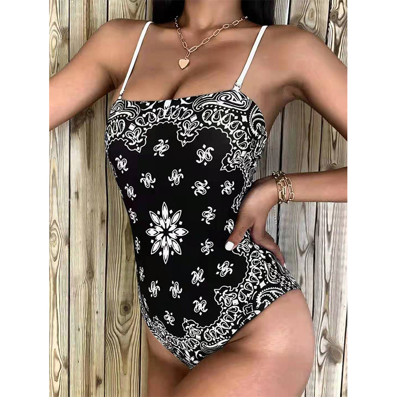 High Cut One Piece Swimsuit Women Print Bathing Suits Sexy Swimwear Bella Mia