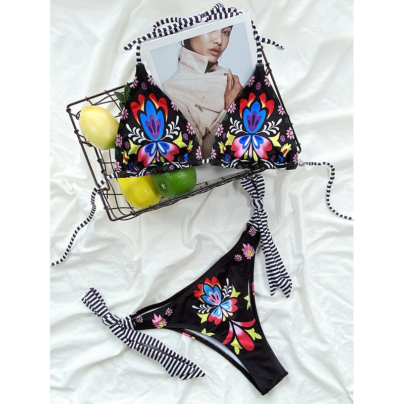 Print Bikinis Sexy Bandage Swimsuit Women Triangle Bathing Suits Swimwear Bella Mia