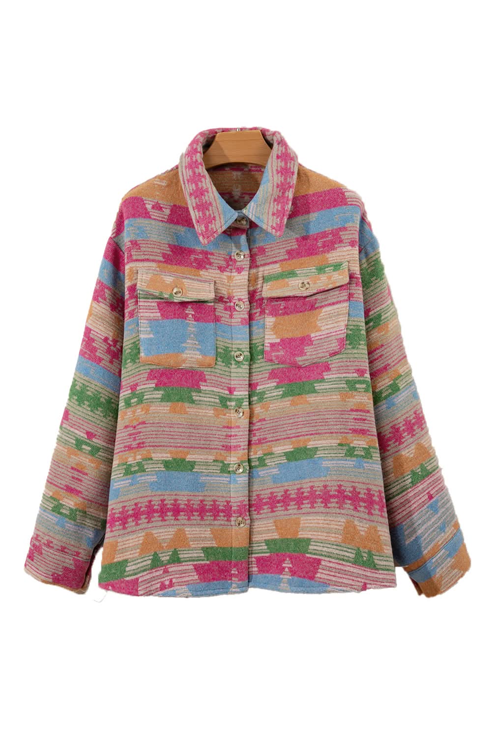 Plus size pink aztec shacket - Love Salve 