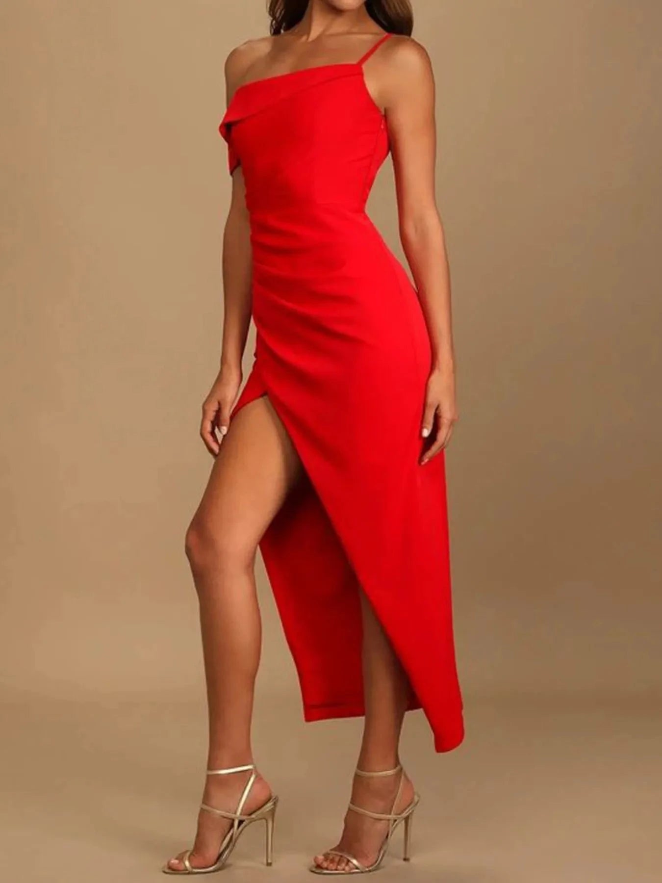 Split Asymmetrical Neck Midi Dress Coco’s Tee Boutique
