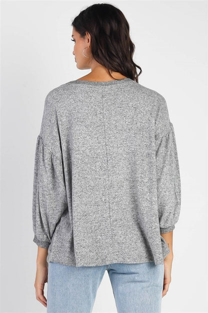 Cherish Apparel Drop Shoulder Puff Sleeve Top.