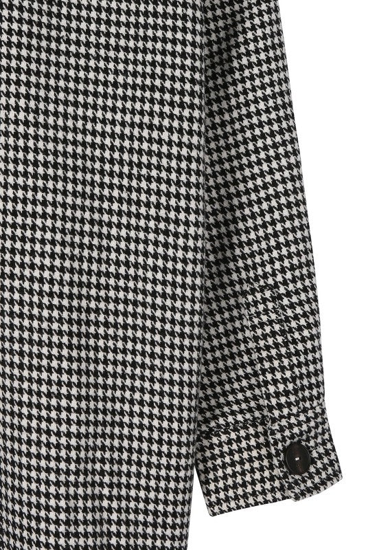 Houndstooth long shirt jacket