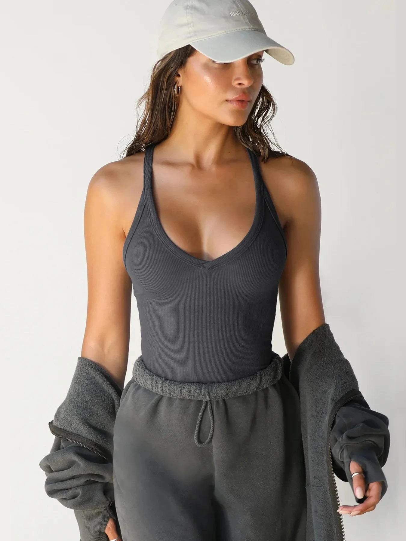 Ribbed V-Neck Halter Tank Top Coco’s Tee Boutique