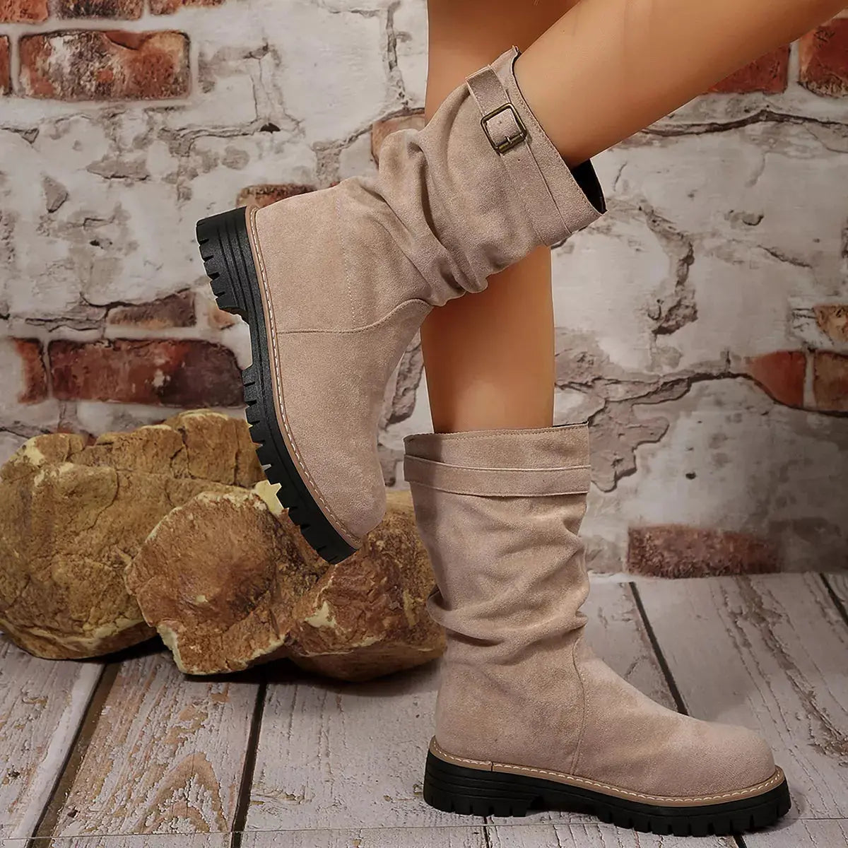 Buckle Accent Slouch Boots Simply Love