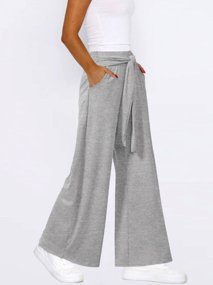 Chic tied wide-leg pants with convenient pockets