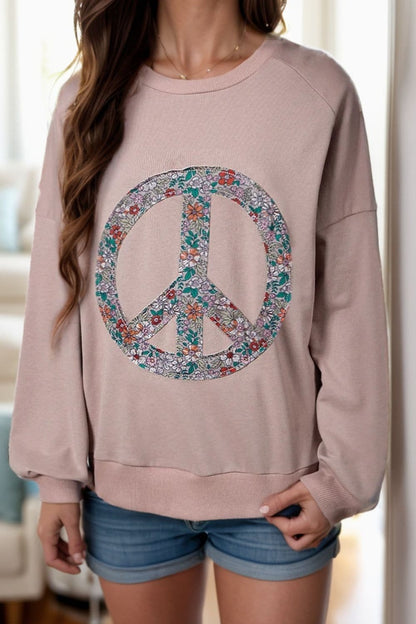 Peaceful vibes long sleeve sweatshirt with applique design