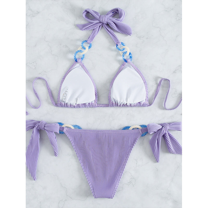 Chain Halter Bikini Set Knot Swimsuit Women Sexy Bathing Suits Backless Swimwear Bella Mia